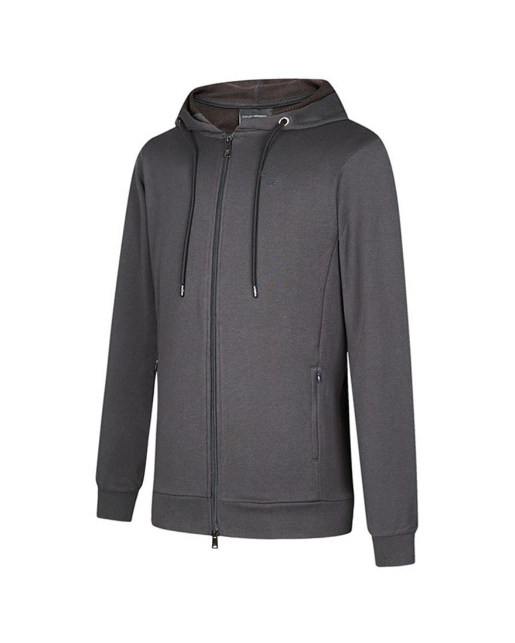 Emporio Armani Gray Logo Hooded Casual Coat for men