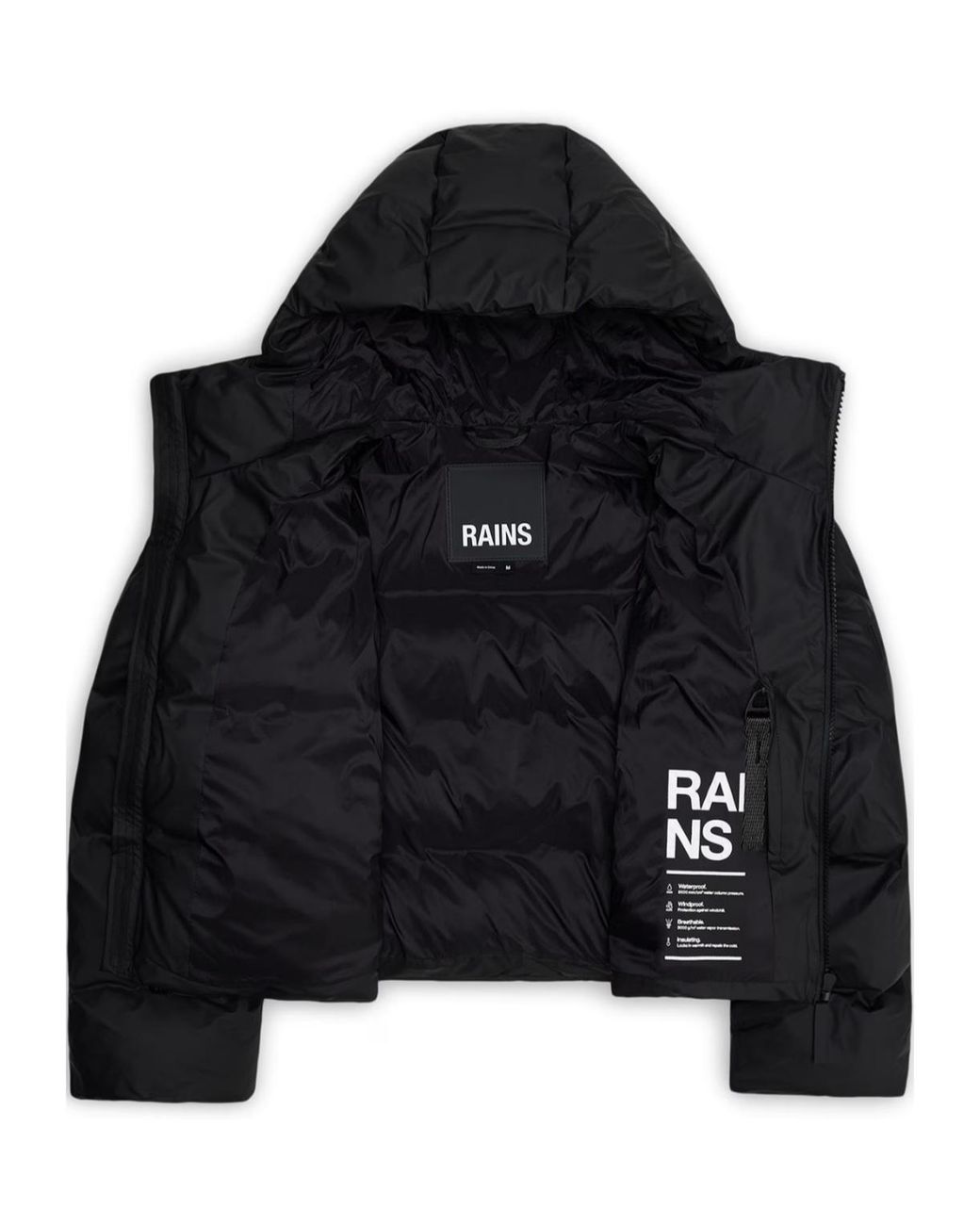 Rains Black Alta Short Puffer Jacket