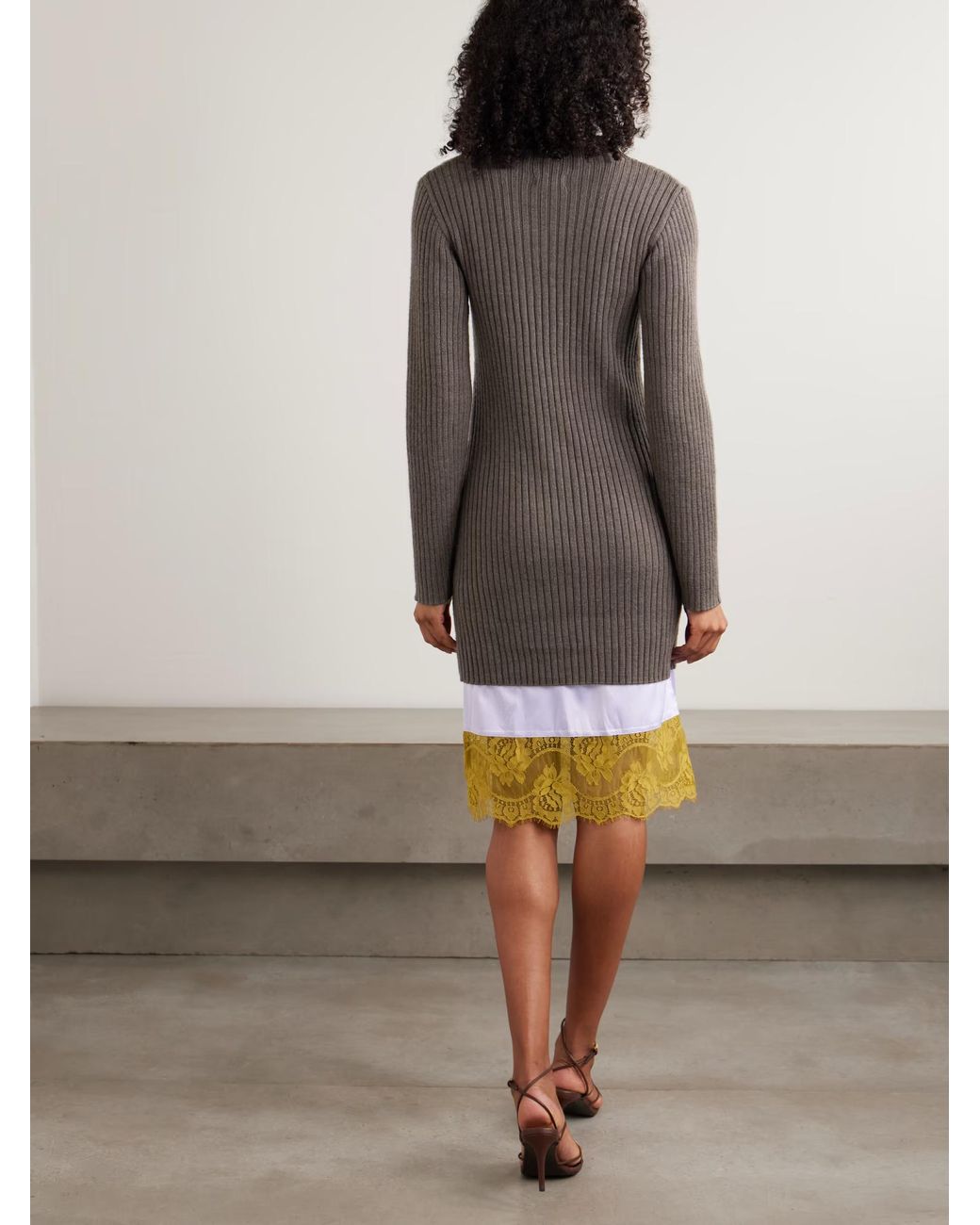 Staud Gray Willow Layered Lace Trim Dress