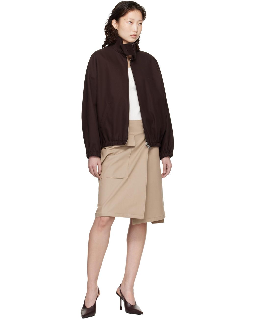 Courreges Brown Courrèges Logo Detailed Buckled Utility Skirt