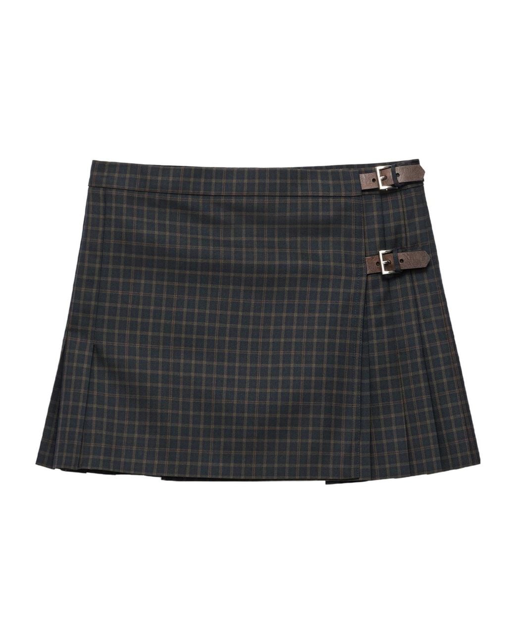 Prada Black Check Wool Mini Skirt