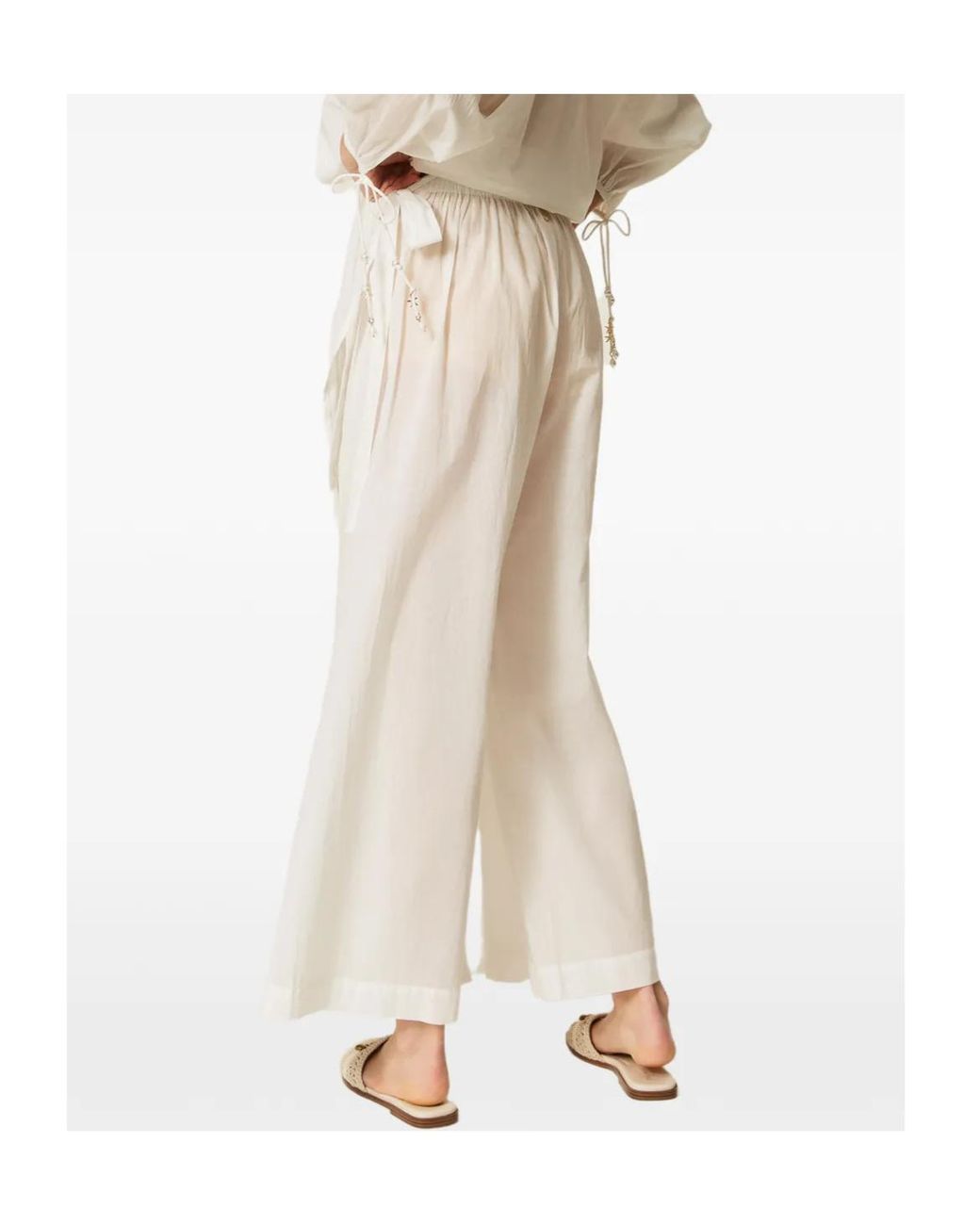 Twinset White Muslin Palazzo Trousers