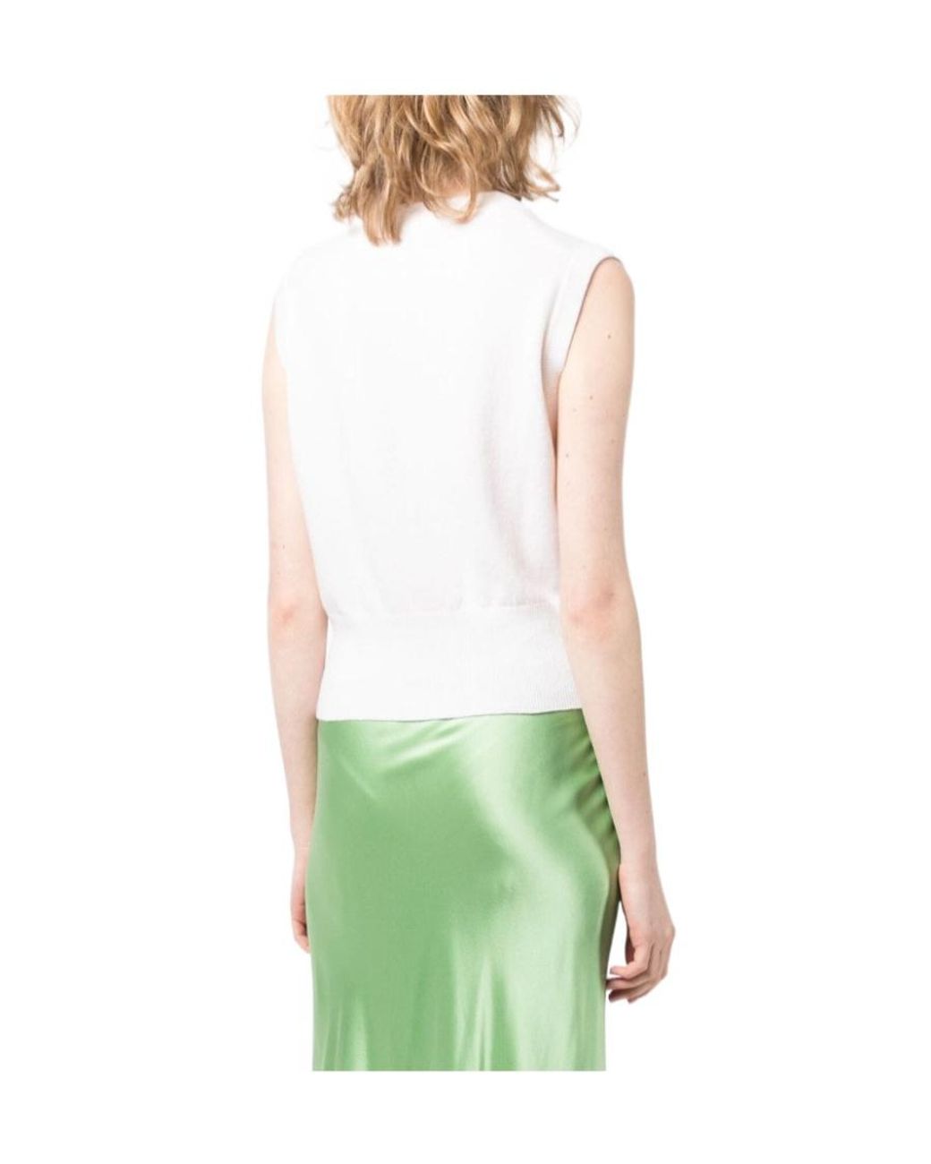 Vince White V-Neck Sleeveless Top