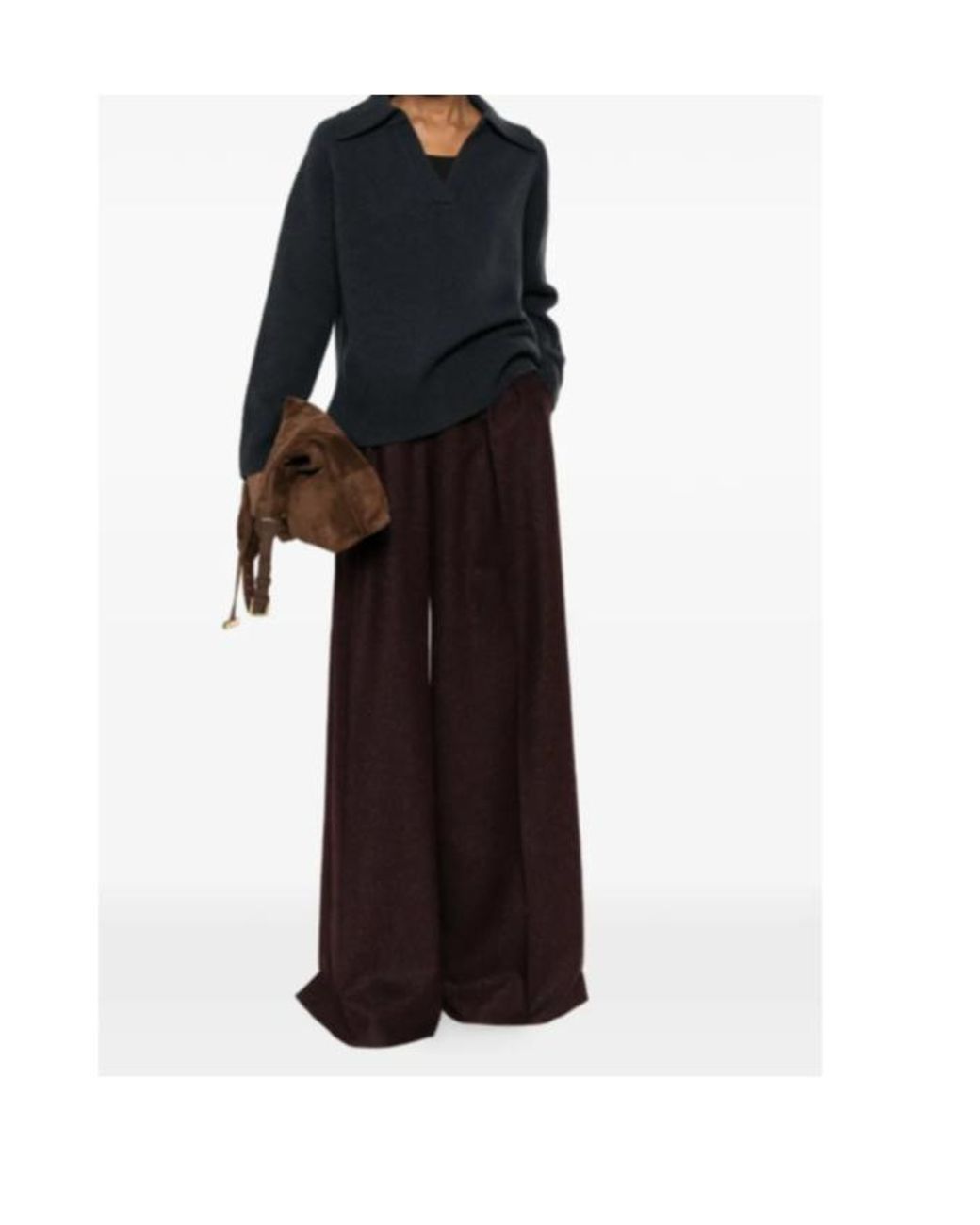 Max Mara Black Pleated Wide-Leg Trousers