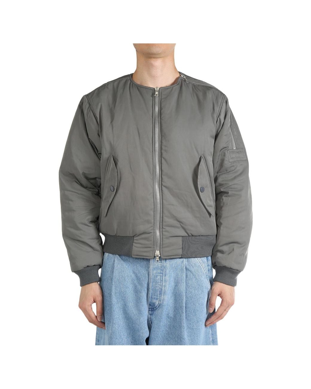 Dries Van Noten Gray Zip-Up Crewneck Jacket for men