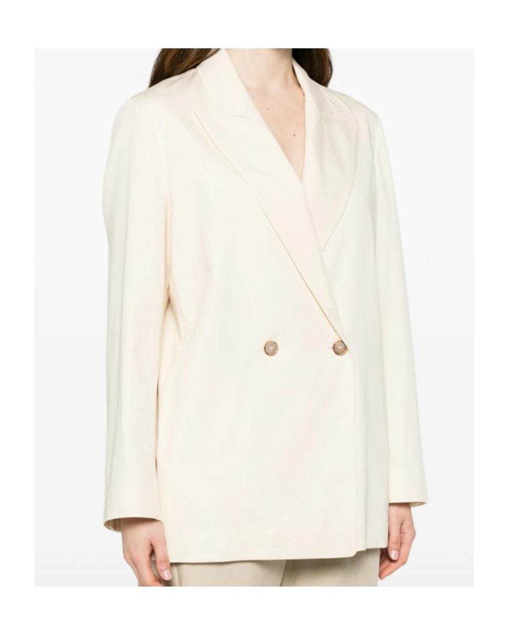 FRAME White The Lounge Double-Breasted Peak-Lapel Blazer
