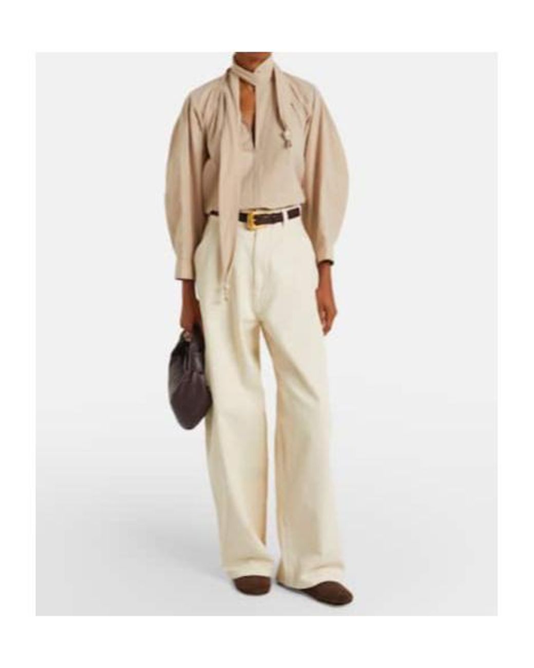 Lemaire Natural Tie-Neck Cotton Crêpe Blouse