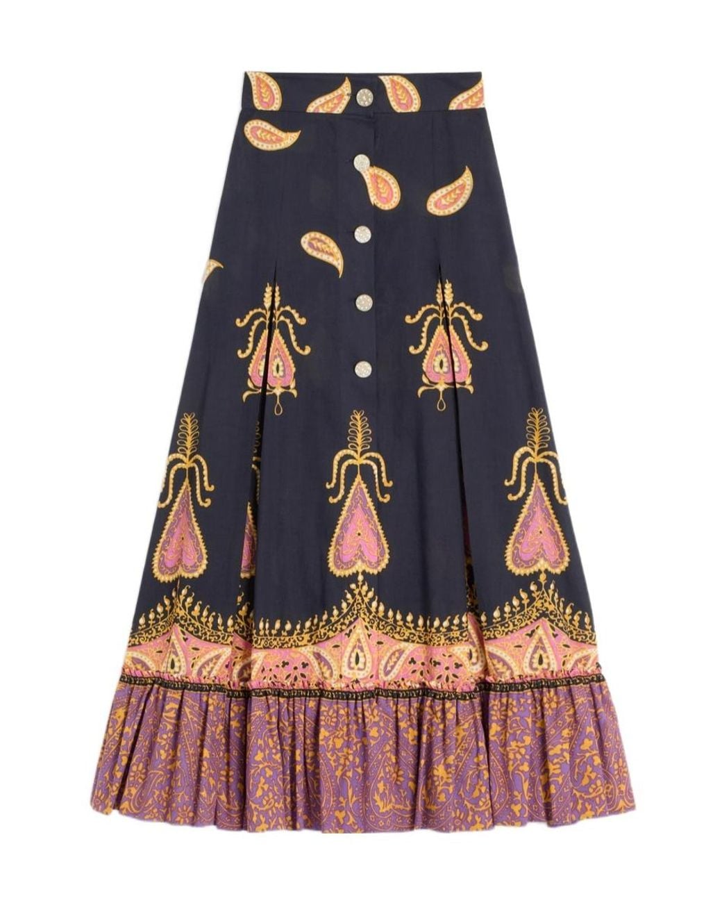 Valentino Blue Paisley-Print Maxi Skirt