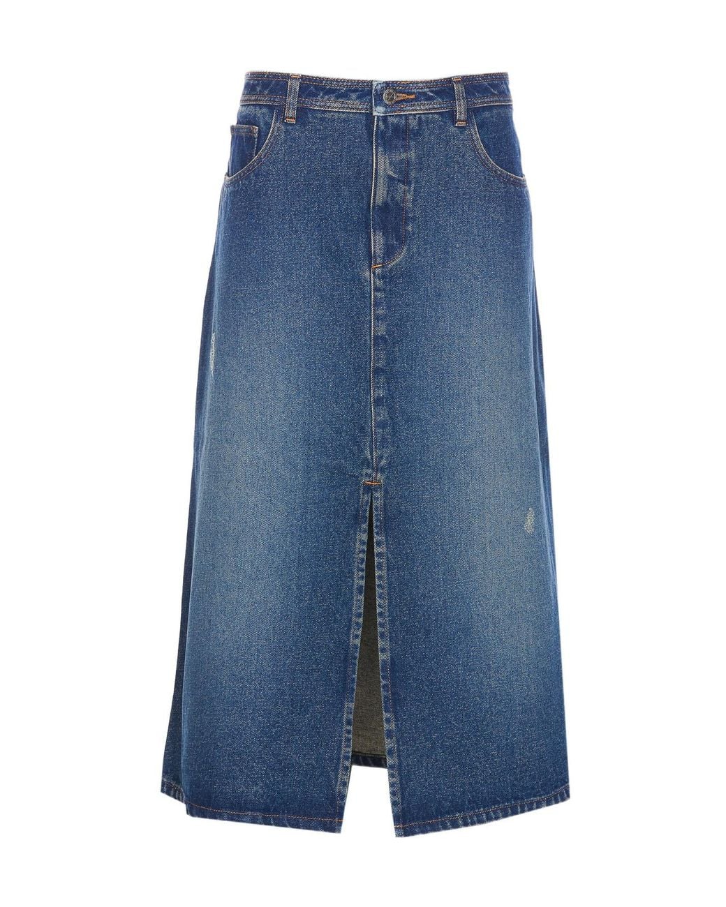 A.P.C. Blue Slit-Detailed Denim Skirt