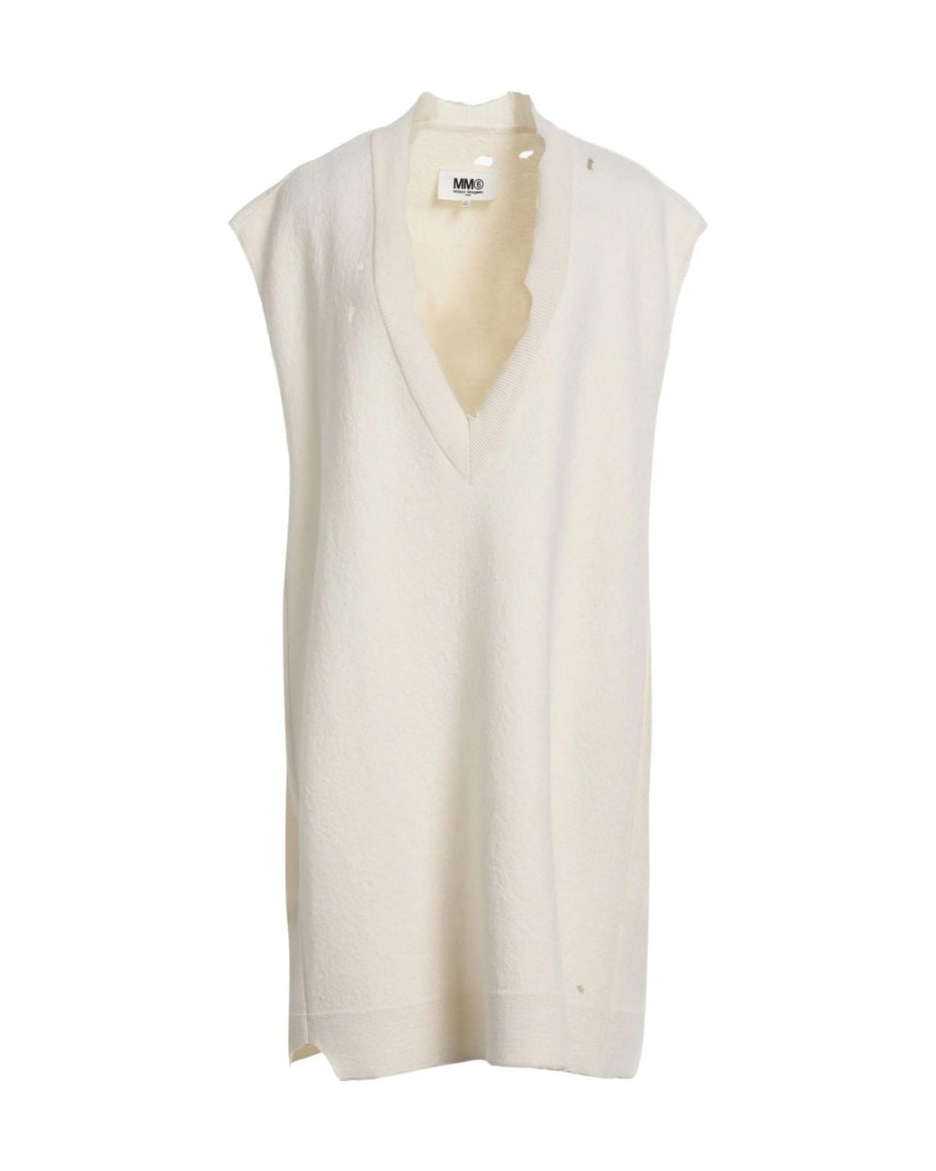 MM6 by Maison Margiela White Solidcolor Wool Sleeveless Dress