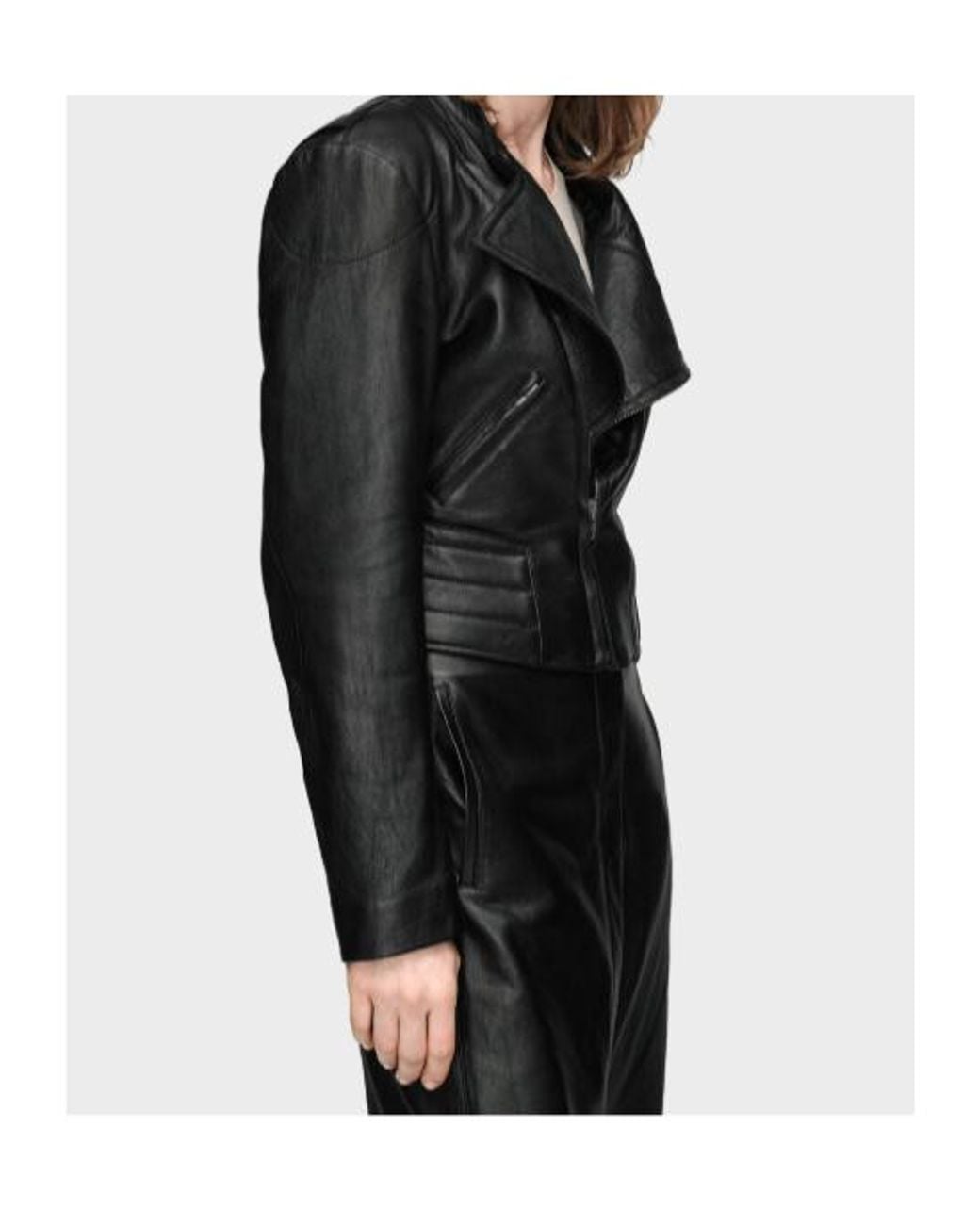 Maison Margiela Black Folded Collar Leather Jacket