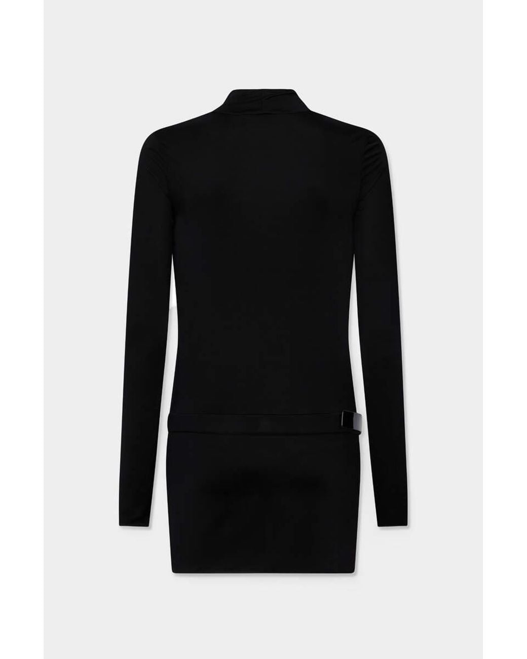 DSquared² Black Deep-Cut Shiny Jersey Dress