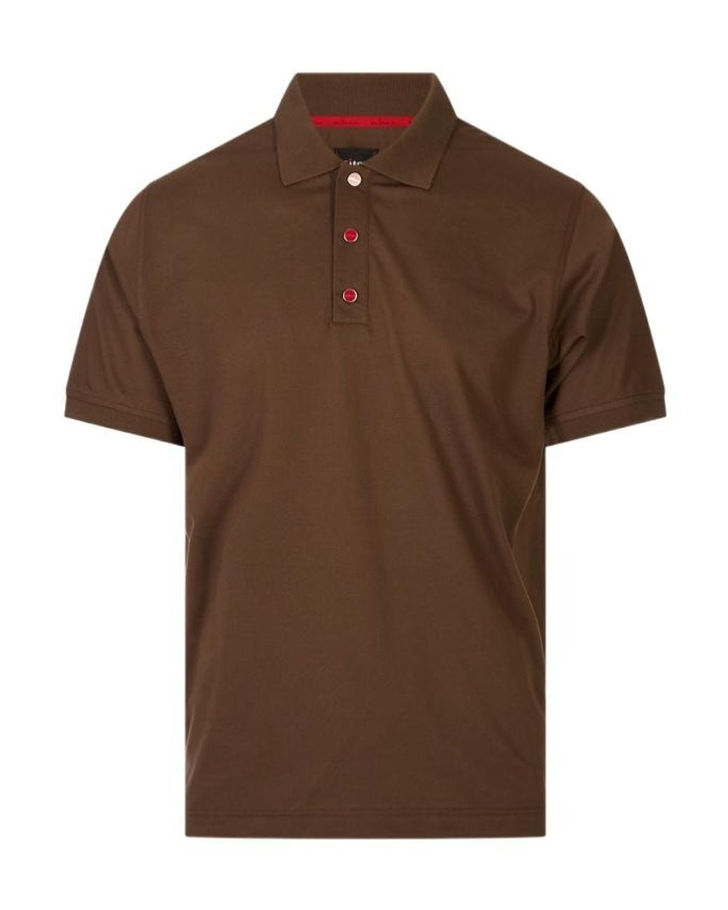 Kiton Brown Short-Sleeve Cotton Polo Shirt for men