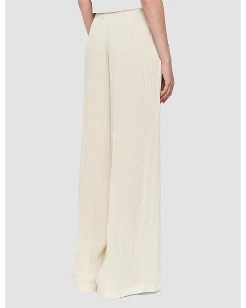 Joseph White Mawn Plissé-Jacquard Wide-Leg Pants