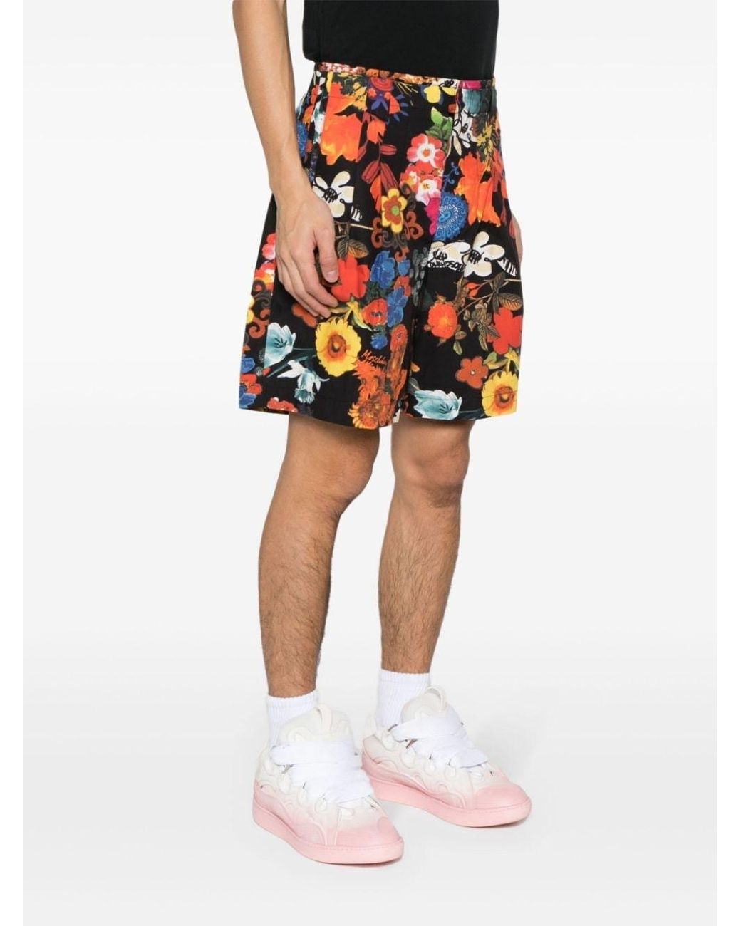 Moschino Orange Floral-Printed Shorts for men