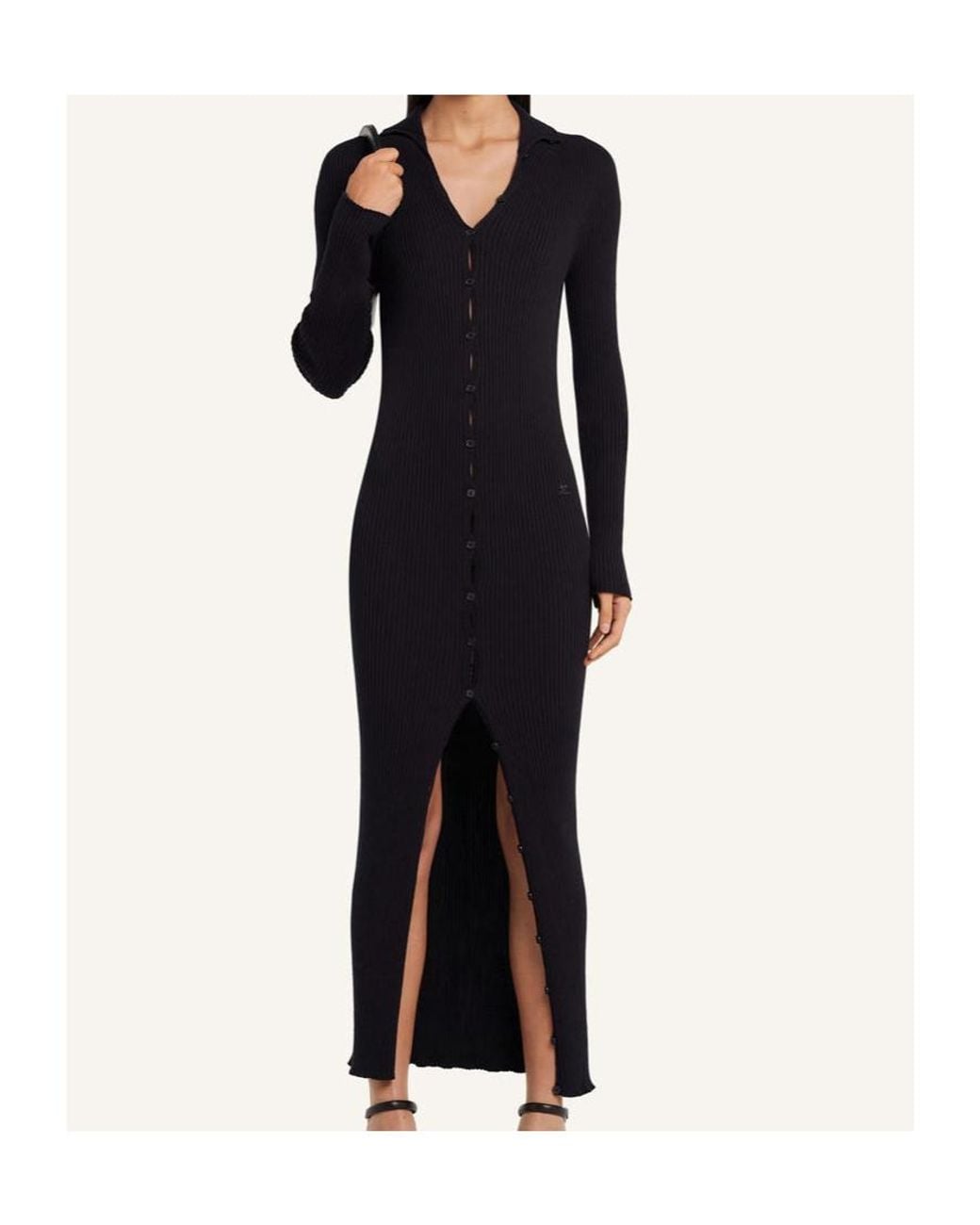 Courreges Black Button-Down Midi Dress