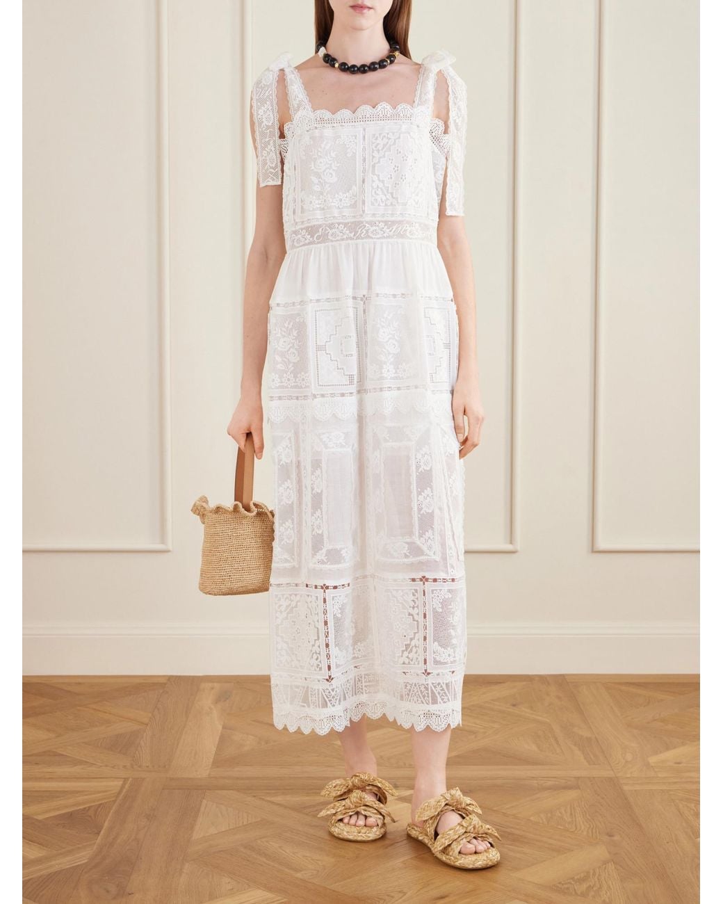 Zimmermann White Aster Lace Trim Slip Dress
