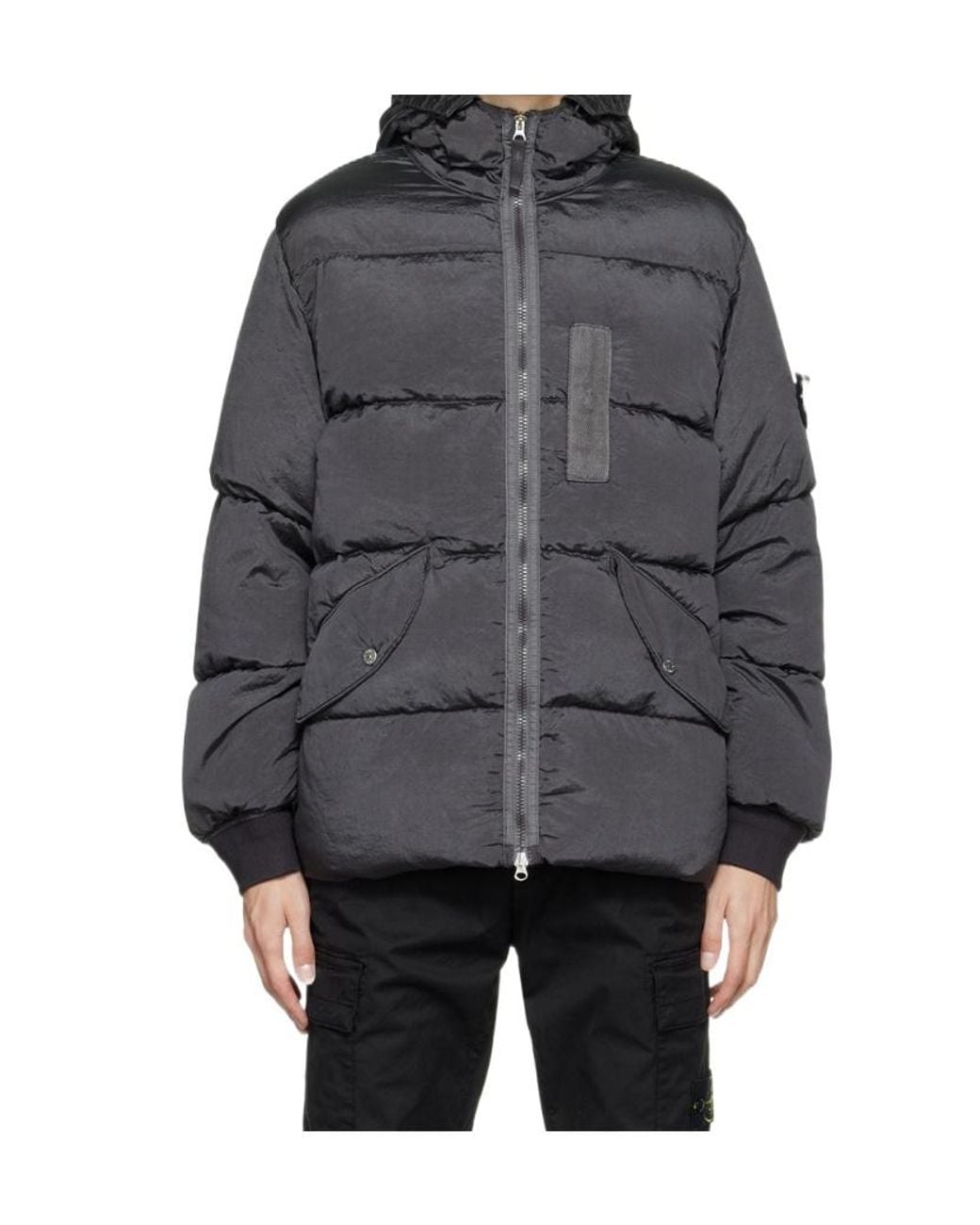 Stone Island Gray Compass Logo-Patch Padded Jacket for men