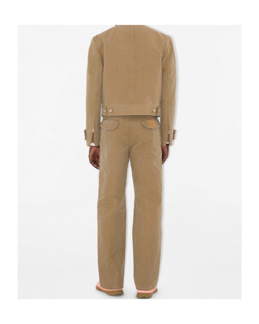Burberry Natural Logo Embroidered Straight-Leg Trousers for men