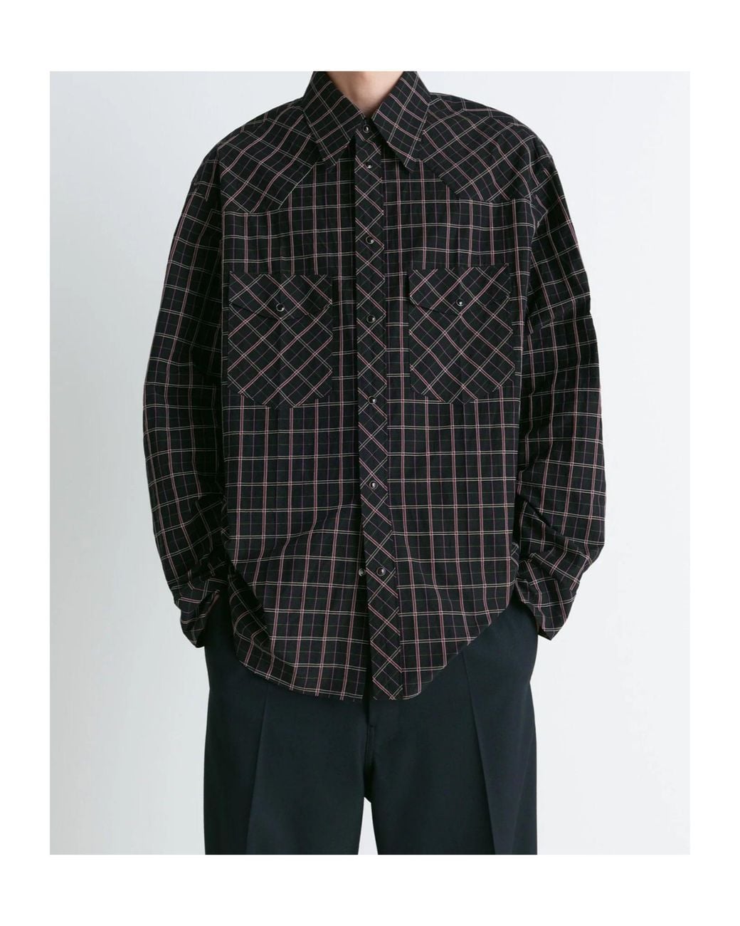 Lemaire Black Check Shirt for men