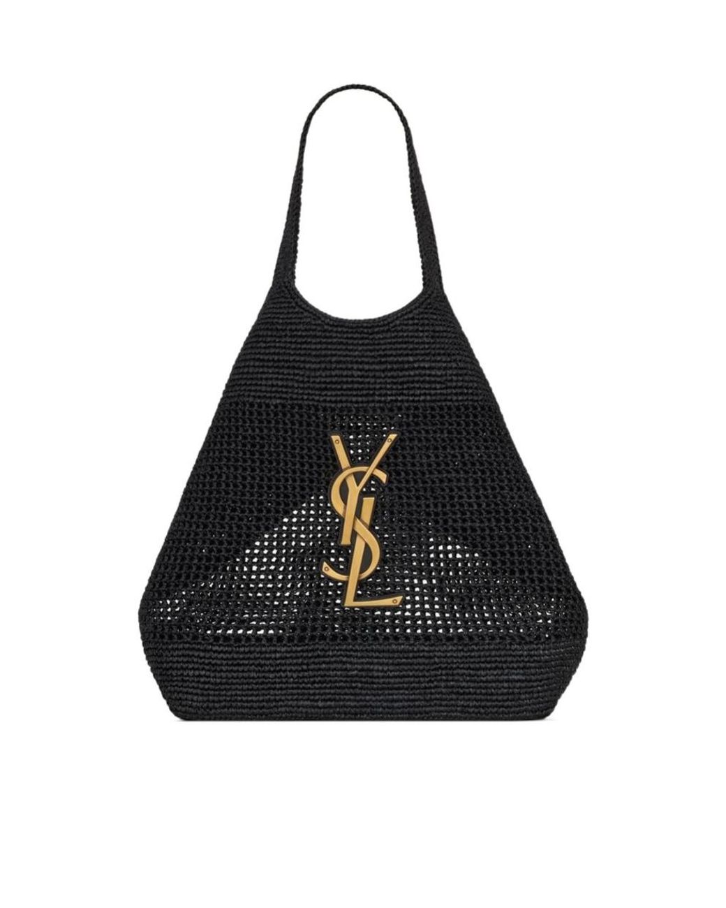 Saint Laurent Black Icare Logo Plaque Tote Bag