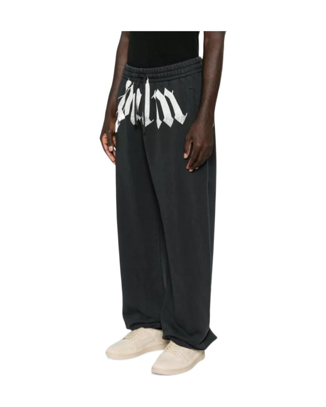 Palm Angels Black Drawstring Casual Pants for men