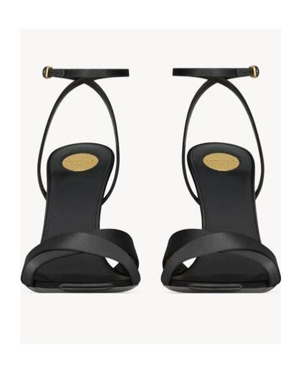 サンダル・ミュール Saint Laurent Lucienne Sandal Wedges SAINT LAURENT Lucienne leather-trimmed satin wedge sandals