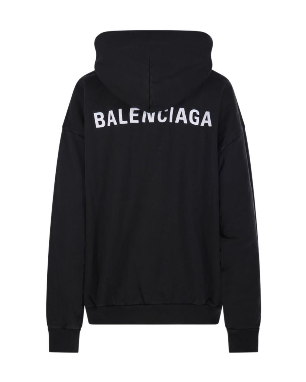 Balenciaga Black Logo Embroidered Medium-Fit Hoodie