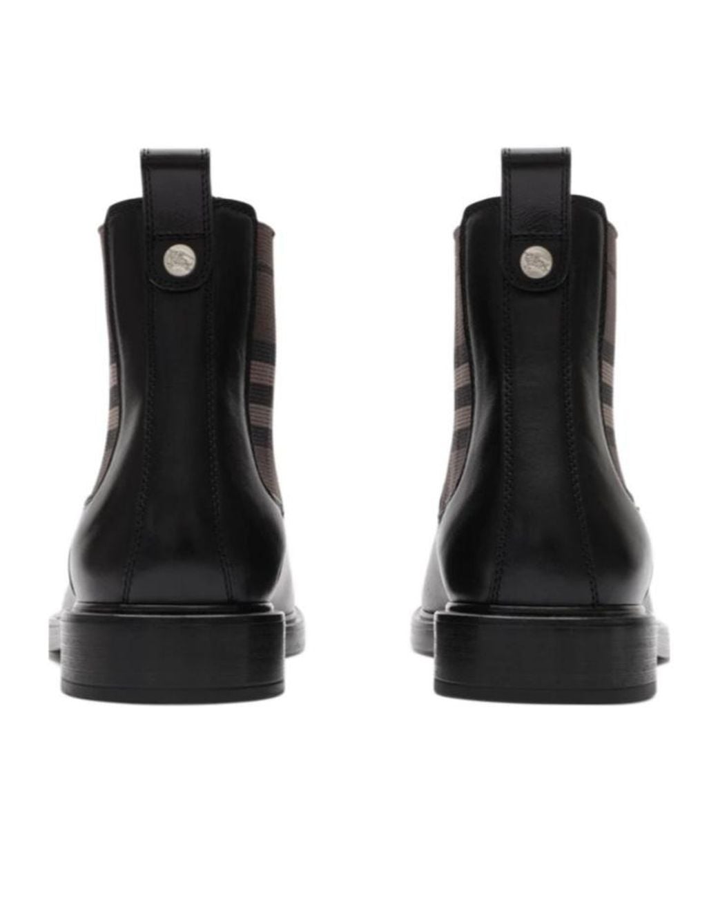 Burberry Black Apos;S Pembroke Leather & Check Chelsea Boots for men