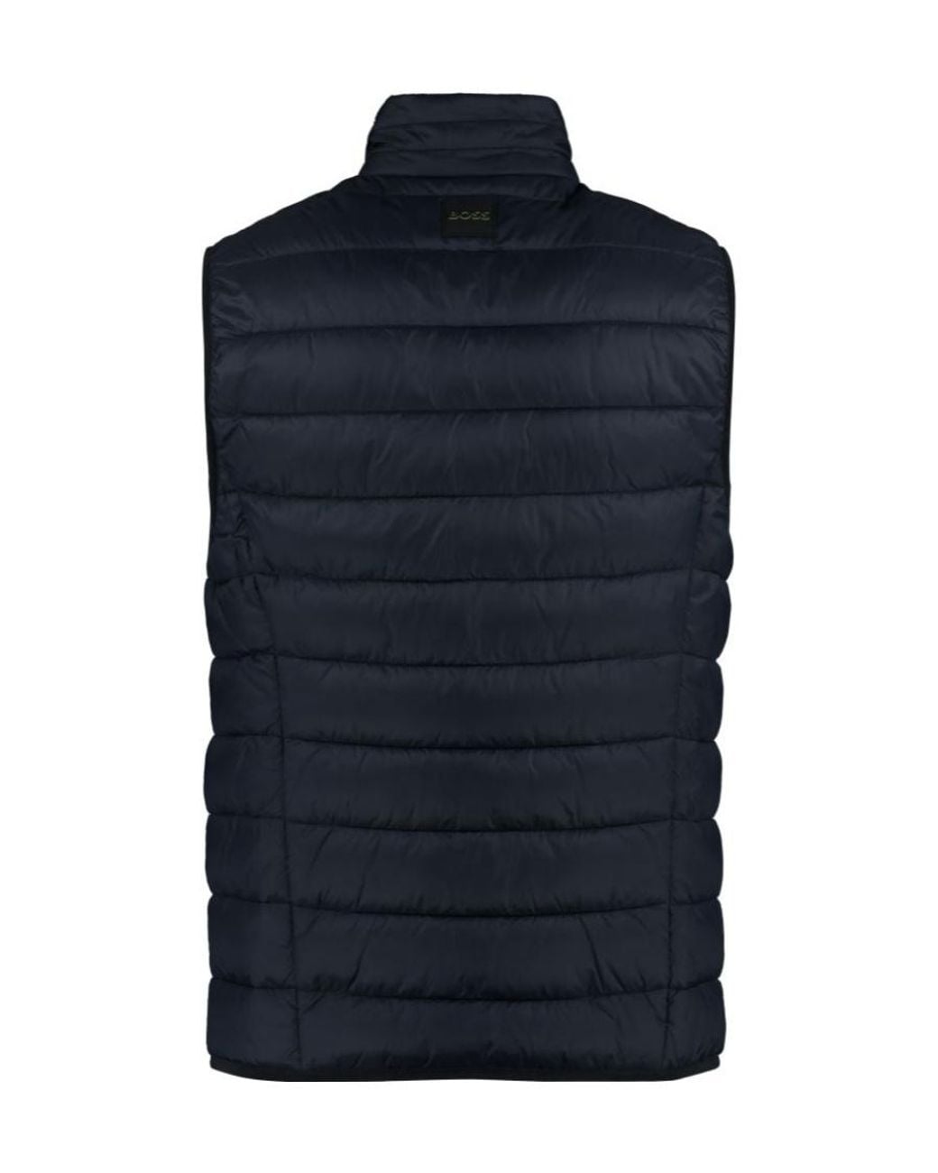 Boss Blue Water-Repellent Logo-Printed Zipped Gilet for men