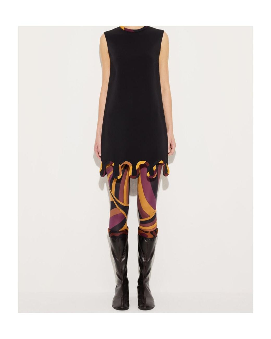 Emilio Pucci Black Cady Dress With Printed Details