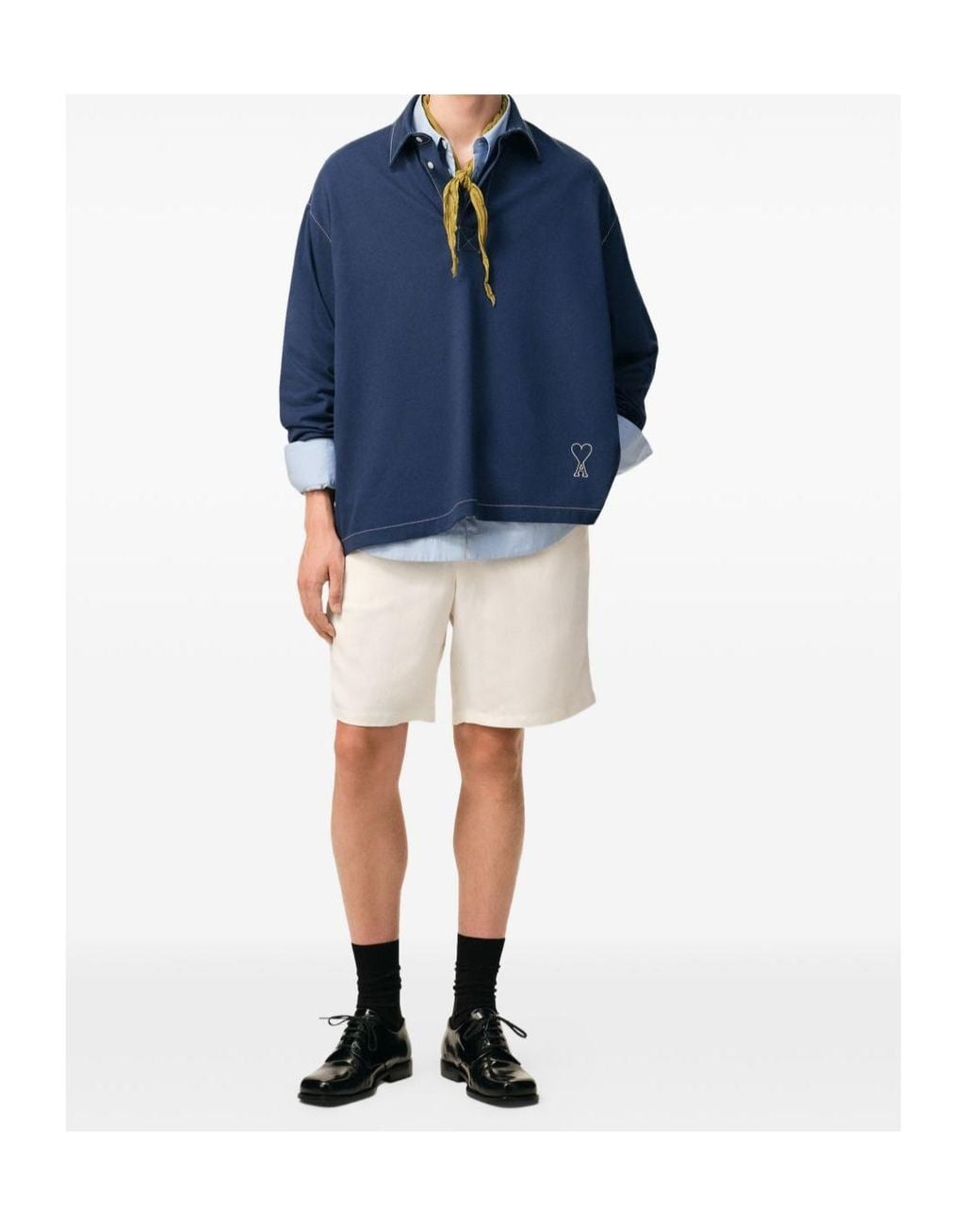 AMI Blue Ami Ami De Coeur Oversized Polo Shirt for men