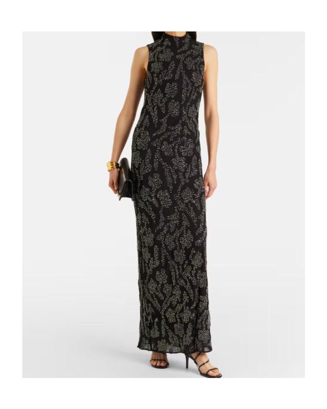 Veronica Beard Black Sylven Beaded Georgette Maxi Dress