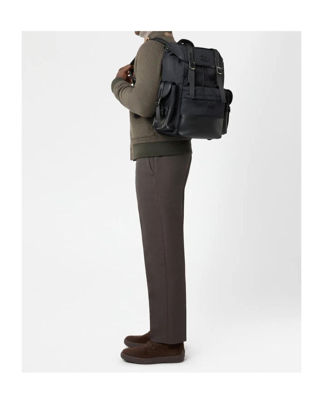 Tod's Black Drawstring Flap Backpack for men