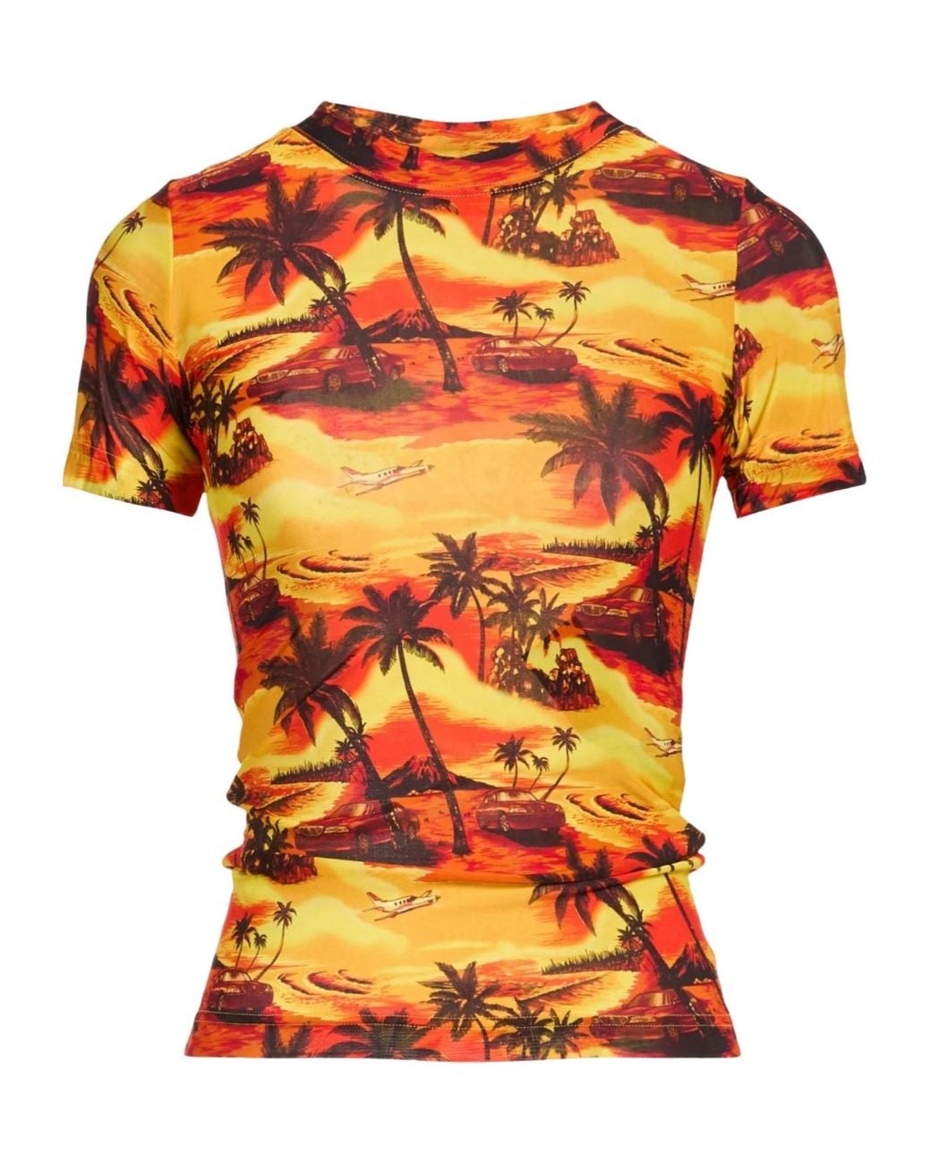 Balenciaga Orange Short-Sleeved Printed T-Shirt