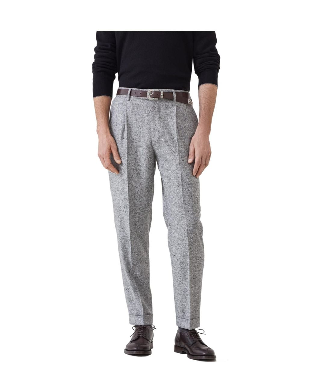 Brunello Cucinelli Black Pinces Detailed Pants for men