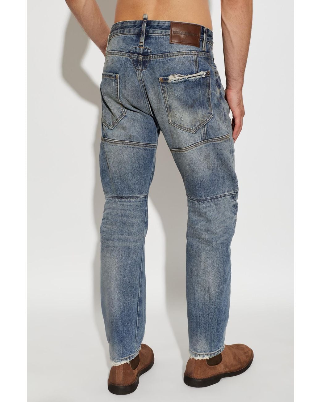 DSquared² Blue Distressed Biker Jeans for men