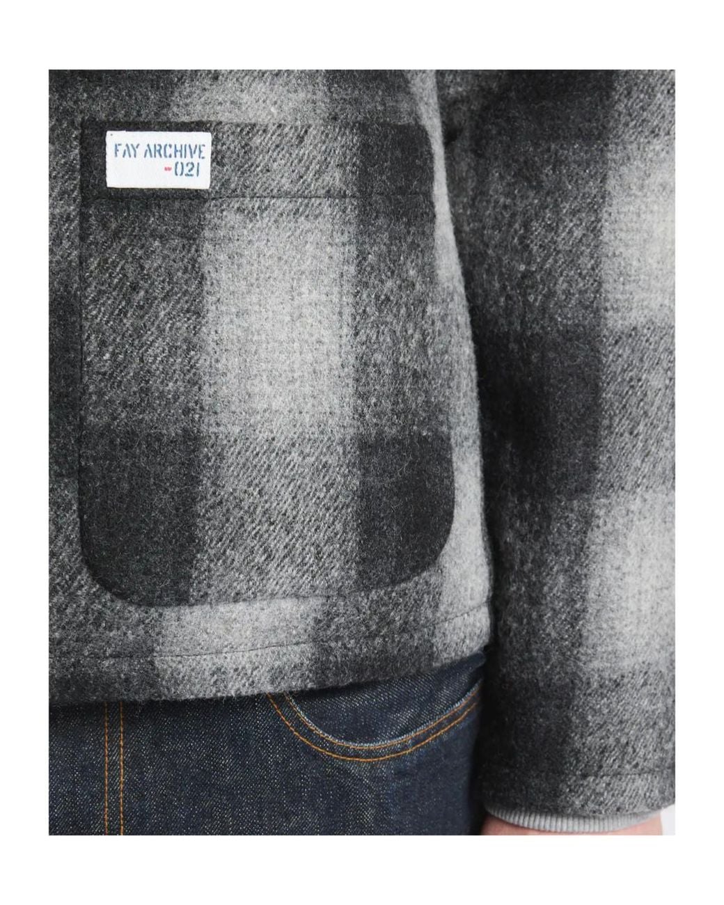 Fay Gray Check-Pattern V-Neck Jacket for men