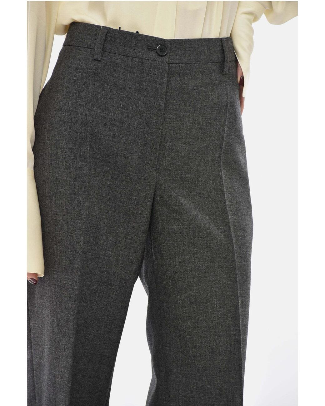 Prada Gray One-Pleat High-Waist Trousers