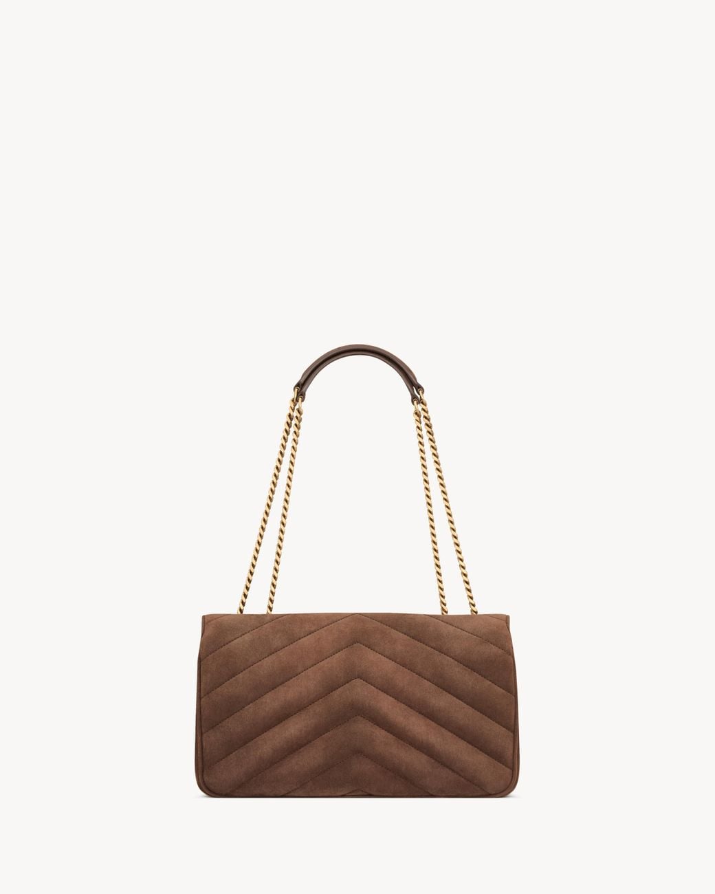 Saint Laurent Brown Loulou Logo Plaque Medium Shoulder Bag