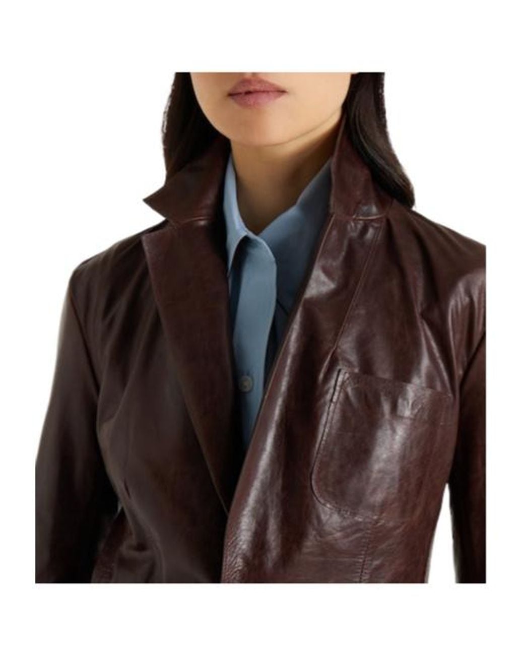 Polo Ralph Lauren Brown Minimal Casual Leather Jacket