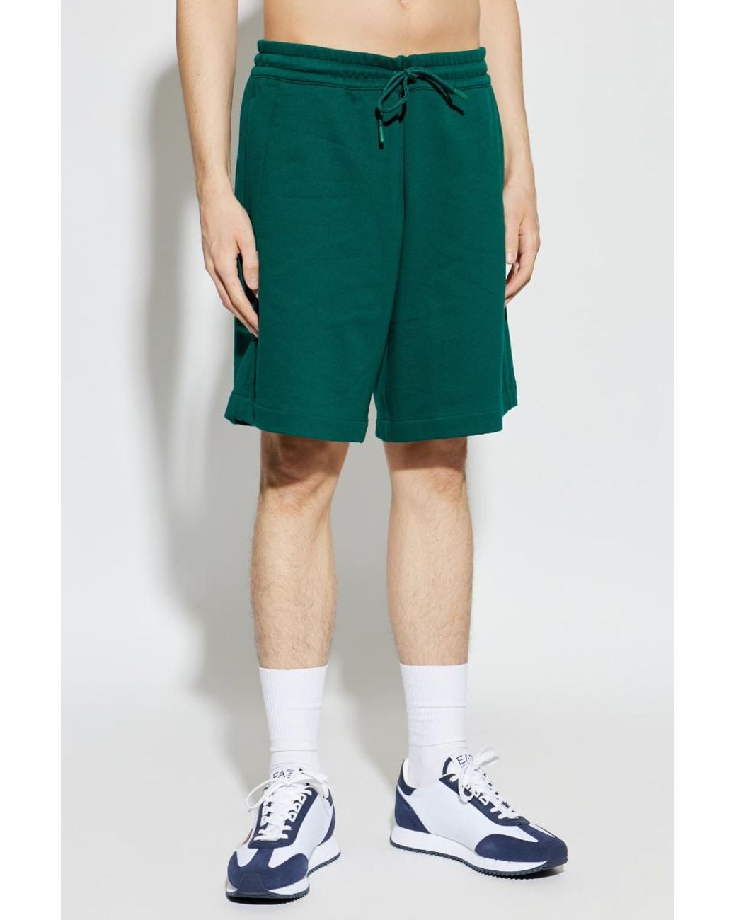 EA7 Green Logo Print Sweat Shorts for men
