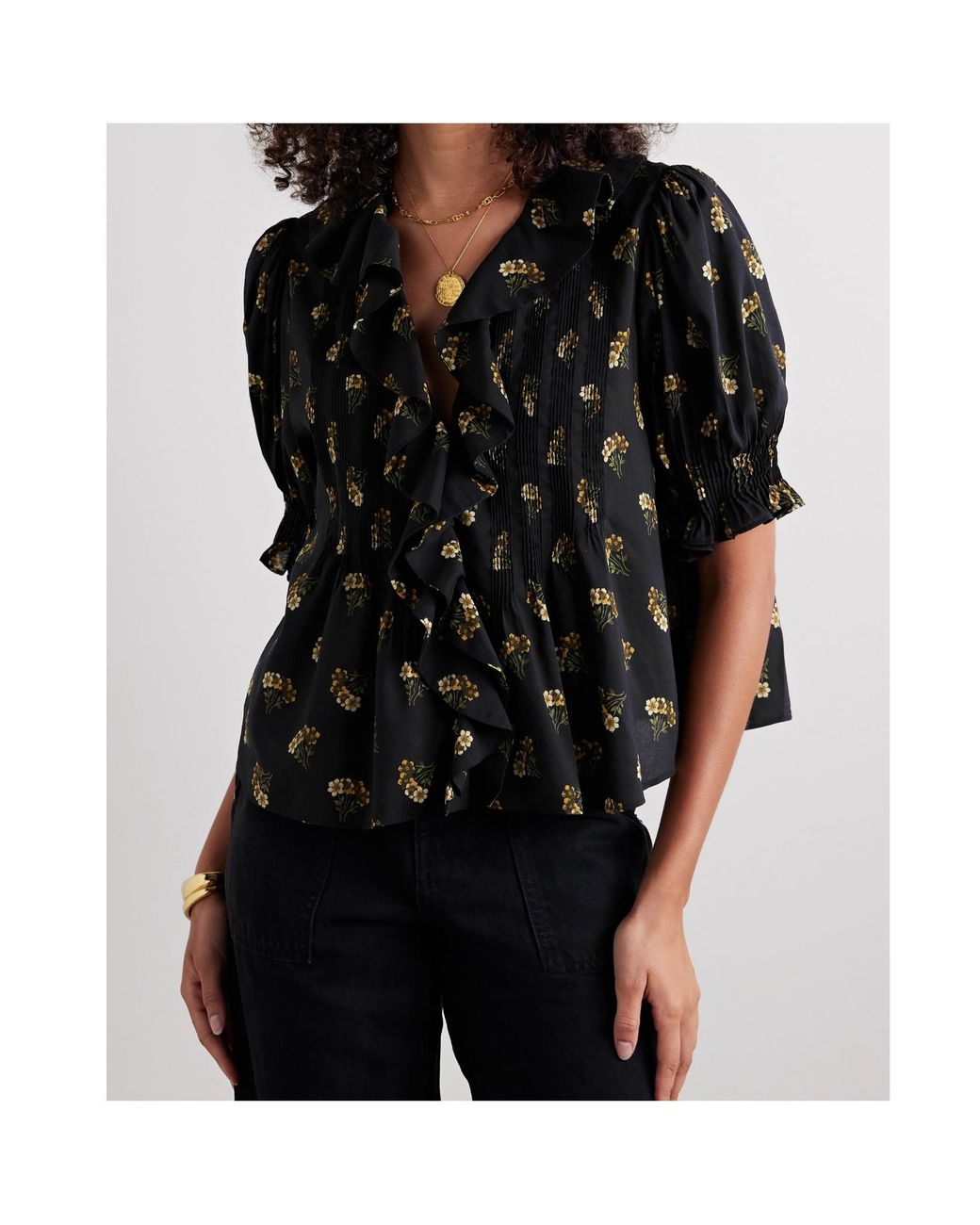 Doen Black Ruffled Top