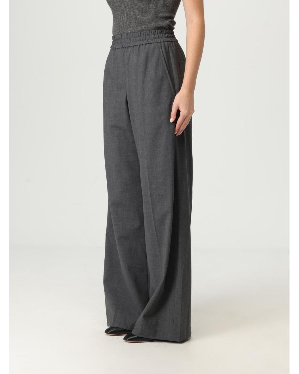 Brunello Cucinelli Gray Stretch Virgin Wool Fluid Trousers