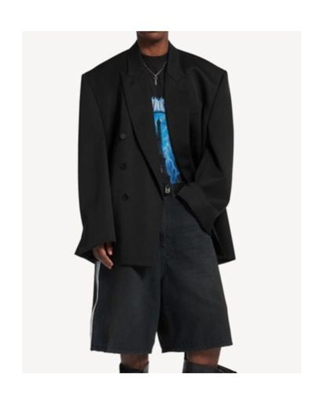 Balenciaga Black Double-Breasted Oversized Blazer for men
