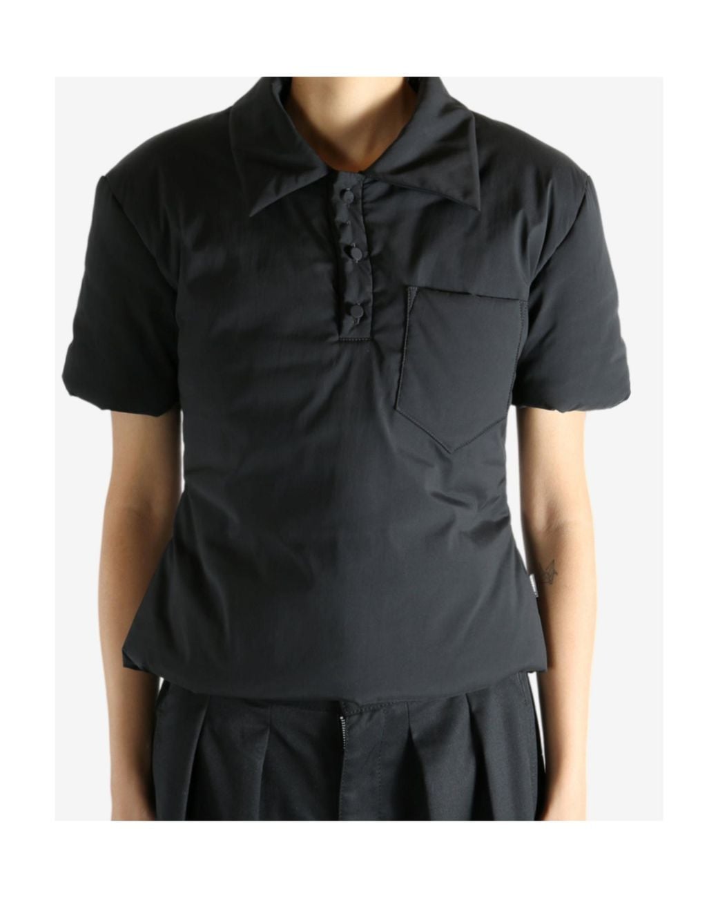 MM6 by Maison Margiela Black Padded Polo Top
