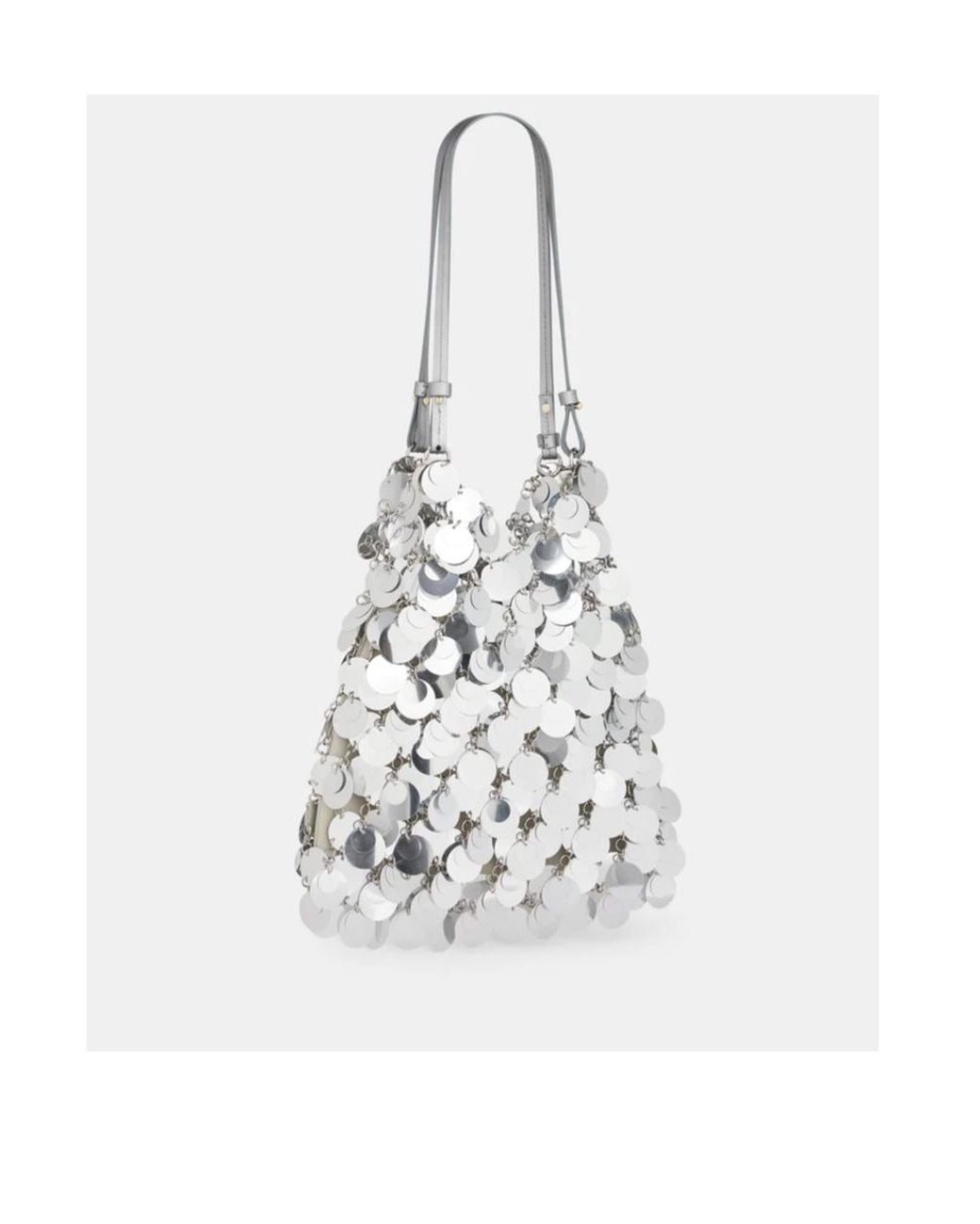 Rabanne White Sequinned Open Top Large Shoulder Bag