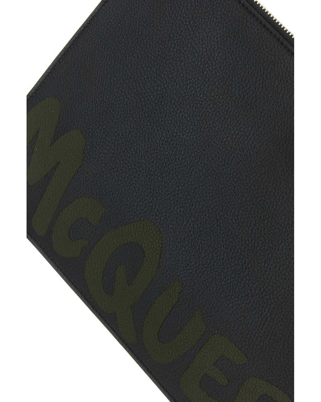 McQueen Black Graffiti Printed Zipped Wallet for men