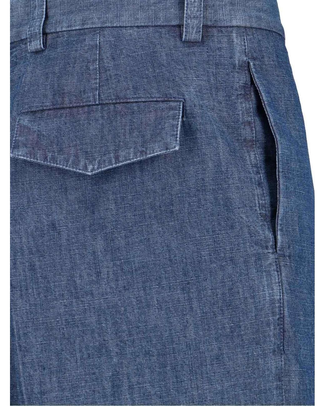 Jil Sander Blue Chambray Tapered Trousers for men