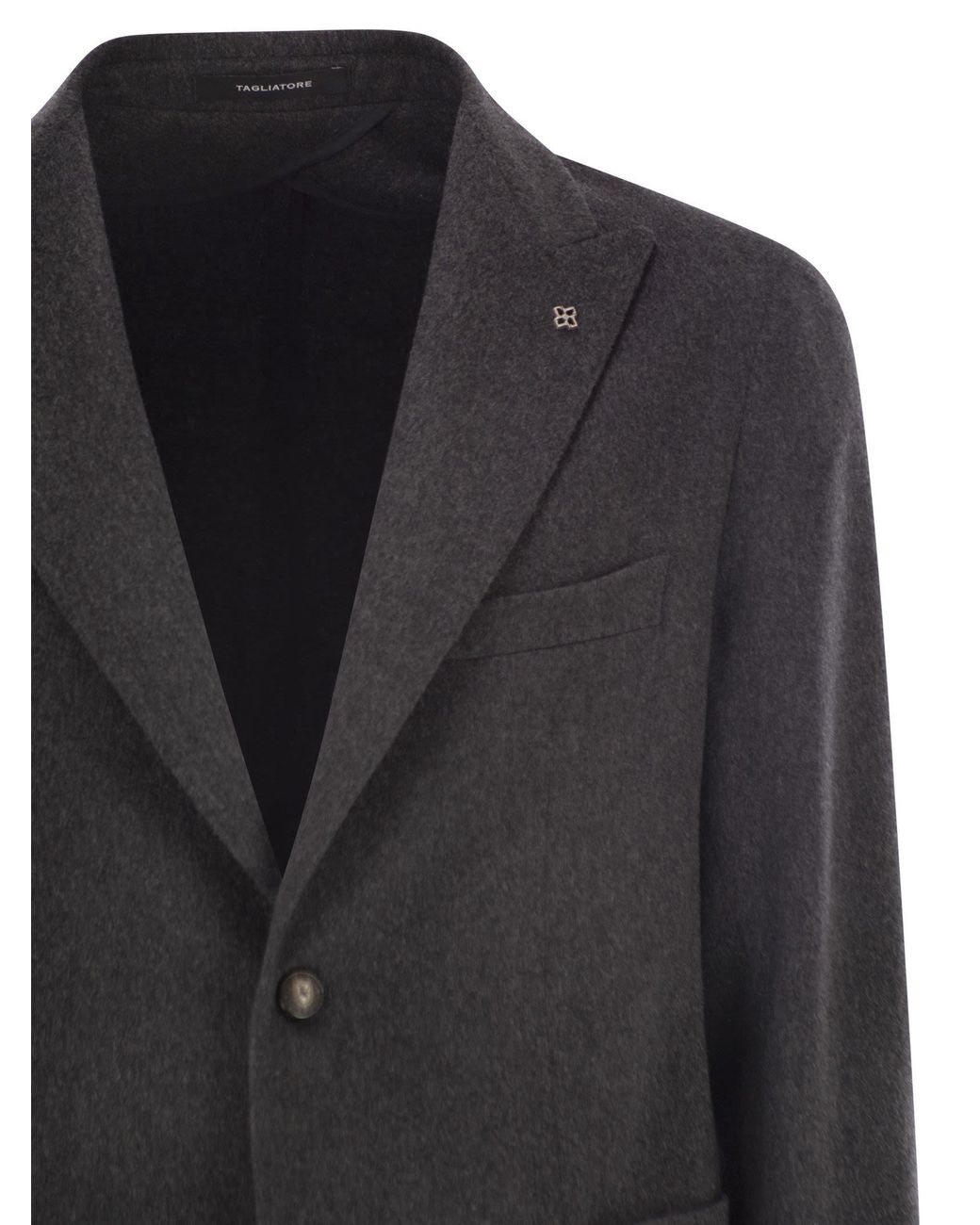 Tagliatore Black Two-Button Patch Pocket Jacket for men